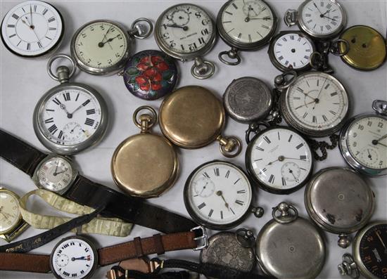 A group of assorted wrist and pocket watches.